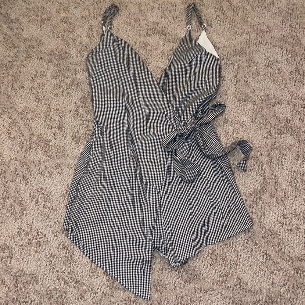 Gingham print romper